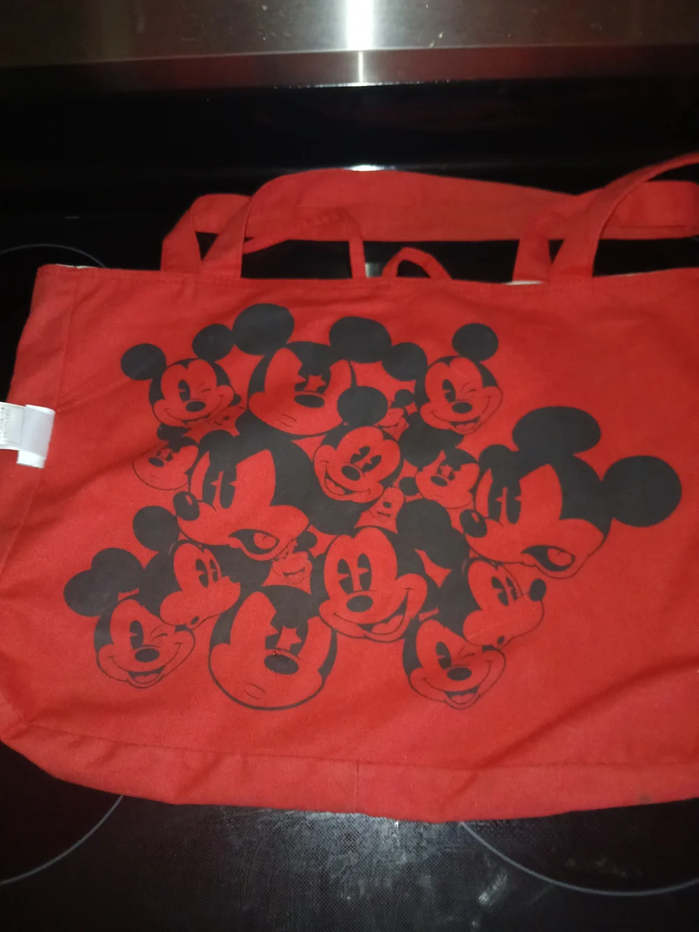 Walt Disney World 1971 Mickey Canvas Tote - Red Straps Reversible